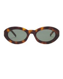 Saint Laurent Oval Sunglasses in Havana Green FWRD at FWRD