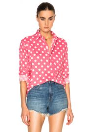 Saint Laurent Polka Dot Shirt in Rose   White   FWRD at Forward