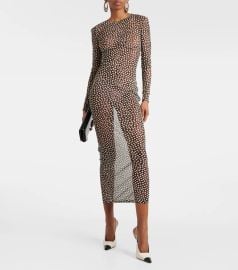 Saint Laurent Polka dot mesh maxi dress at Mytheresa