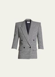 Saint Laurent Prince de Galles Plaid Double-Breasted Jacket - at Bergdorf Goodman