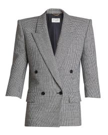 Saint Laurent Prince de Galles Plaid Double-Breasted Jacket at Neiman Marcus