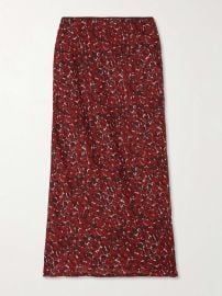Saint Laurent Printed Cotton Silk Midi Skirt in craie rouge noir at Net a Porter