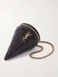 Saint Laurent Quilted embellished leather pouch at Net a Porter