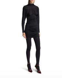 Saint Laurent Ruched Body-Con Mini Dress at Neiman Marcus