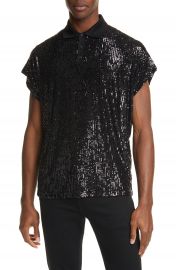 Saint Laurent Sequin Short Sleeve Polo   Nordstrom at Nordstrom