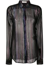 Saint Laurent Sheer Striped long-sleeve Shirt - Farfetch at Farfetch