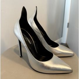 Saint Laurent Shoes Saint Laurent Silver Petal Heels 385 Poshmark at Poshmark