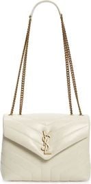 Saint Laurent Small Loulou Chain Leather Shoulder Bag in Crema Soft at Nordstrom