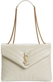 Saint Laurent Small Loulou Chain Leather Shoulder Bag in Crema Soft at Nordstrom