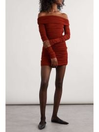 Saint Laurent Strapless Ruched Stretch tulle Mini Dress in Red at Net a Porter