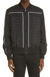 Saint Laurent Stripe amp Dot Silk Bomber Jacket at Nordstrom