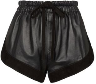 Saint Laurent Suede trimmed leather shorts at Mytheresa