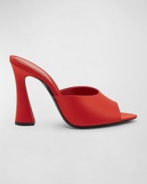 Saint Laurent Suite Satin Block-Heel Mules at Neiman Marcus