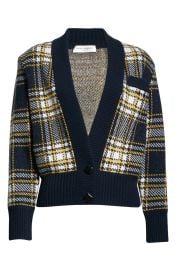 Saint Laurent Tartan Plaid Jacquard Wool Blend Cardigan at Nordstrom