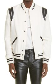 Saint Laurent Teddy Stretch Wool Varsity Jacket at Nordstrom