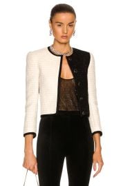 Saint Laurent Two Tone Tweed Jacket at Forward