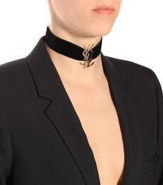 Saint Laurent Velvet Ysl Choker in Black at Mytheresa