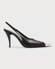 Saint Laurent Vesper Metallic Toe Slingback Pumps at Neiman Marcus