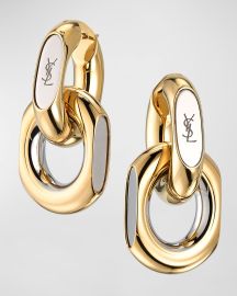 Saint Laurent YSL Logo Imprinted Duo Link Earrings at Neiman Marcus