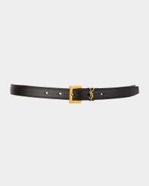 Saint Laurent YSL Monogram Leather Belt at Neiman Marcus