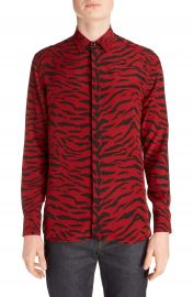 Saint Laurent Zebra Print Silk Shirt   Nordstrom at Nordstrom