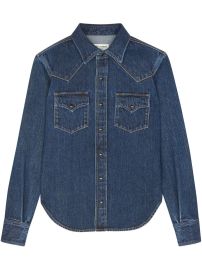 Saint Laurent curved-hem Denim Shirt - at Farfetch