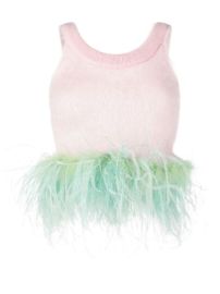 Saint Laurent feather-trim Sleeveless Top - at Farfetch