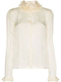 Saint Laurent ruffle-collar Striped Blouse - Farfetch at Farfetch