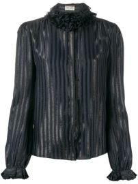 Saint Laurent ruffle-collar Striped Shirt - Farfetch at Farfetch