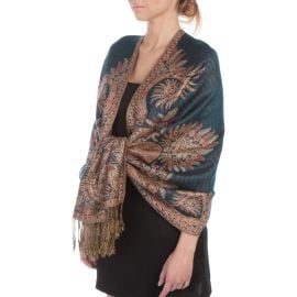 Sakkas Big Paisley Jacquard Layered Woven Pashmina Shawl at Walmart