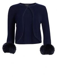 Saks Fifth Avenue - COLLECTION Cashmere Cropped Fox Fur Cuff Cardigan at Saks Fifth Avenue