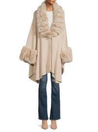 Saks Fifth Avenue Faux Fur Trim Asymmetric Ruana at Saks Off 5th