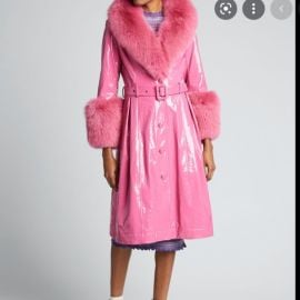 Saks Potts Jackets amp Coats Rare Foxy Gloss Coat In Neon Pink Fuchsia Size 2 Poshmark at Poshmark