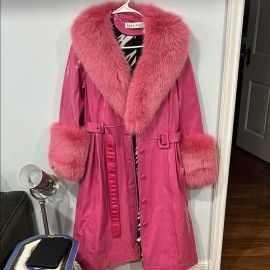 Saks Potts Jackets amp Coats Saks Potts Pink Trench Coat With Fur Trim Poshmark at Poshmark