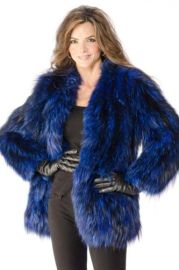 Sale 30 Adrienne Landau Knit Blue dyed Silver Fox Collarless Jacket- size 6-8 eBay at eBay