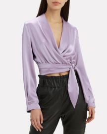 Salome Satin Wrap Crop Top at Intermix