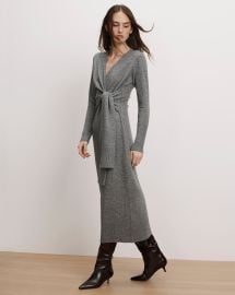 Salomez Wrap Midi Dress in Medium Heather Grey at Veronica Beard