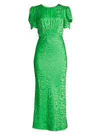 Saloni - Bianca Silk Jacquard Puff Sleeve Midi Sheath Dress at Saks Fifth Avenue