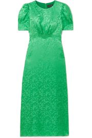 Saloni - Bianca silk-satin jacquard midi dress at Net A Porter