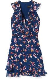 Saloni   Cece ruffled floral-print silk-chiffon mini dress at Net A Porter