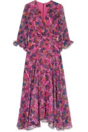 Saloni   Edith ruffled floral-print silk-chiffon midi dress at Net A Porter