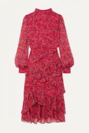 Saloni - Isa ruffled printed silk-chiffon midi dress at Net A Porter