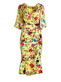 Saloni - Olivia Floral Midi Wrap Dress at Saks Fifth Avenue