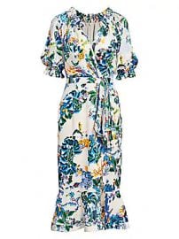 Saloni - Olivia Floral Silk Tiered Dress at Saks Fifth Avenue