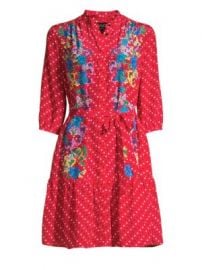 Saloni - Silk Floral Dot Shirtdress at Saks Fifth Avenue