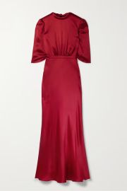 Saloni Adele Dress in Garnet Red at Net a Porter