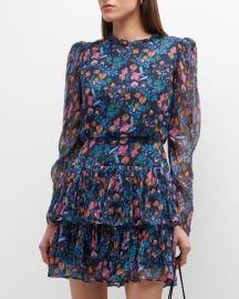 Saloni Ava B Floral Silk Minidress at Neiman Marcus