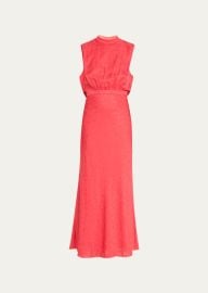 Saloni Fleur F Silk Jacquard Sleeveless Midi Dress - at Bergdorf Goodman