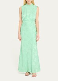 Saloni Fleur F Silk Jacquard Sleeveless Midi Dress - at Bergdorf Goodman