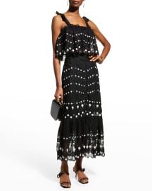 Saloni Lorna Bicolor Long Lace Skirt at Neiman Marcus